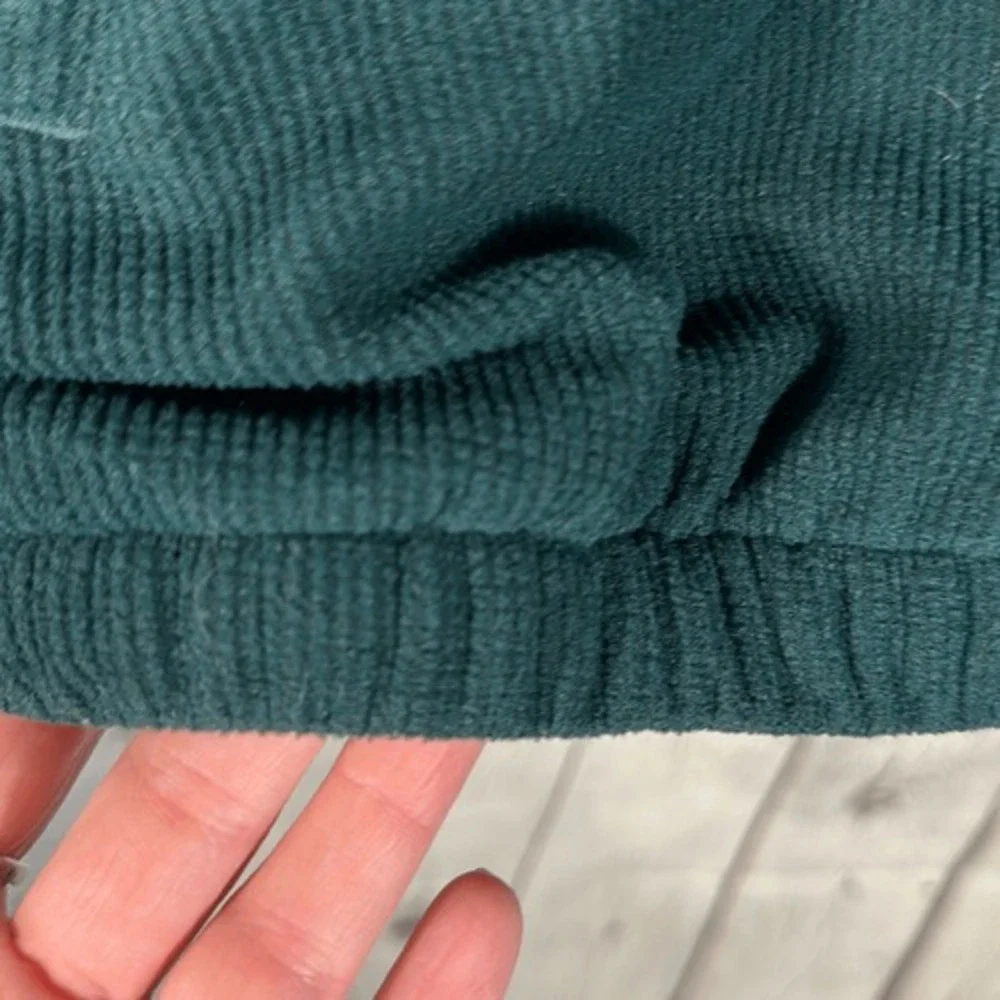FootJoy DryJoys Mens Large Forest Green Ribbed Fleece 1/4 Zip Golf Pullover